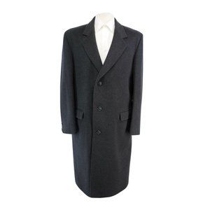 Austin Arnold Made in England Cashmere Wool Charcoal Gray Top Coat 42L- 44L